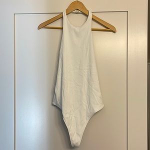 Aritzia Babaton Halter Neck White Bodysuit